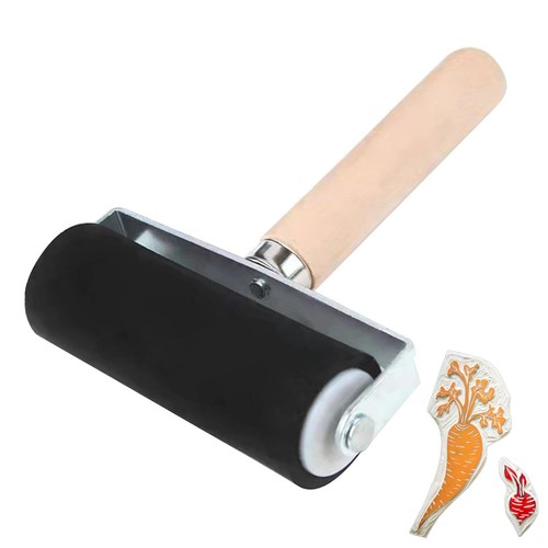 Rubber Roller Wooden Handle Paint Brush For Kids Ink Paint Printing Tool - Picture 3 of 15