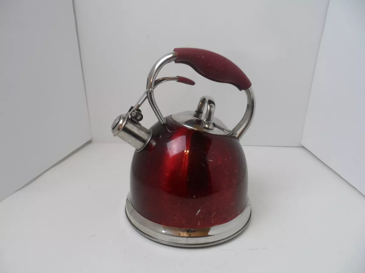 Wolfgang Puck WHISTLING Professional 2.45 QT Stainless Tea Kettle - Dark  Red