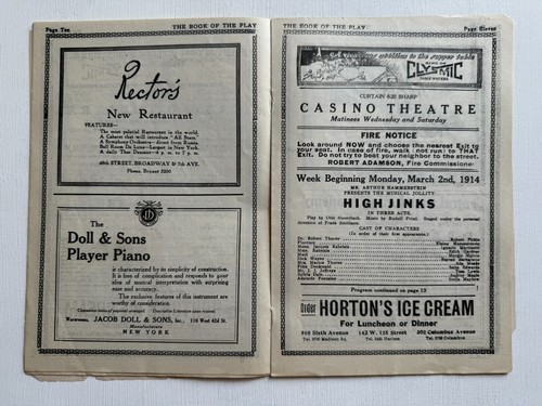 1914 Casino Theater Programm New York - viele tolle Anzeigen - Bild 7 von 14