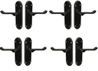 Matt Black door handles pack of 4 (pairs) Shaped Scroll design 168x42mm