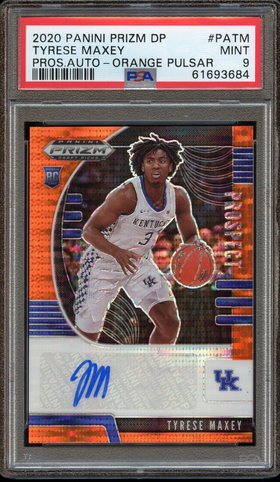 TYRESE MAXEY 2020-21 Panini Prizm Draft Picks AUTO Orange Pulsar /49 PSA 9 MINT