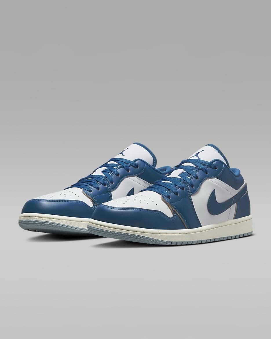 Mens Nike Air Jordan 1 Low SE White Sail Industrial Blue OG Retro