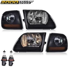 Fit For 97-03 Ford F150/99-02 Expedition Black Headlights+Amber Corner Lights 