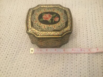 VTG Floral Mosaic George W Horner Tin England Candy Maker of Good