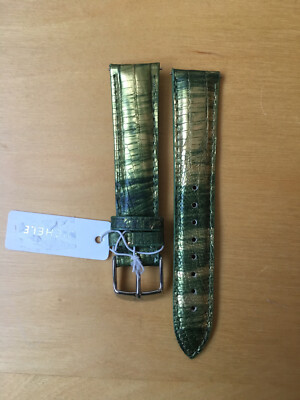 New Michele 18mm GREEN - GOLD MULTI TEJU Lizard Metallic  display picture 3