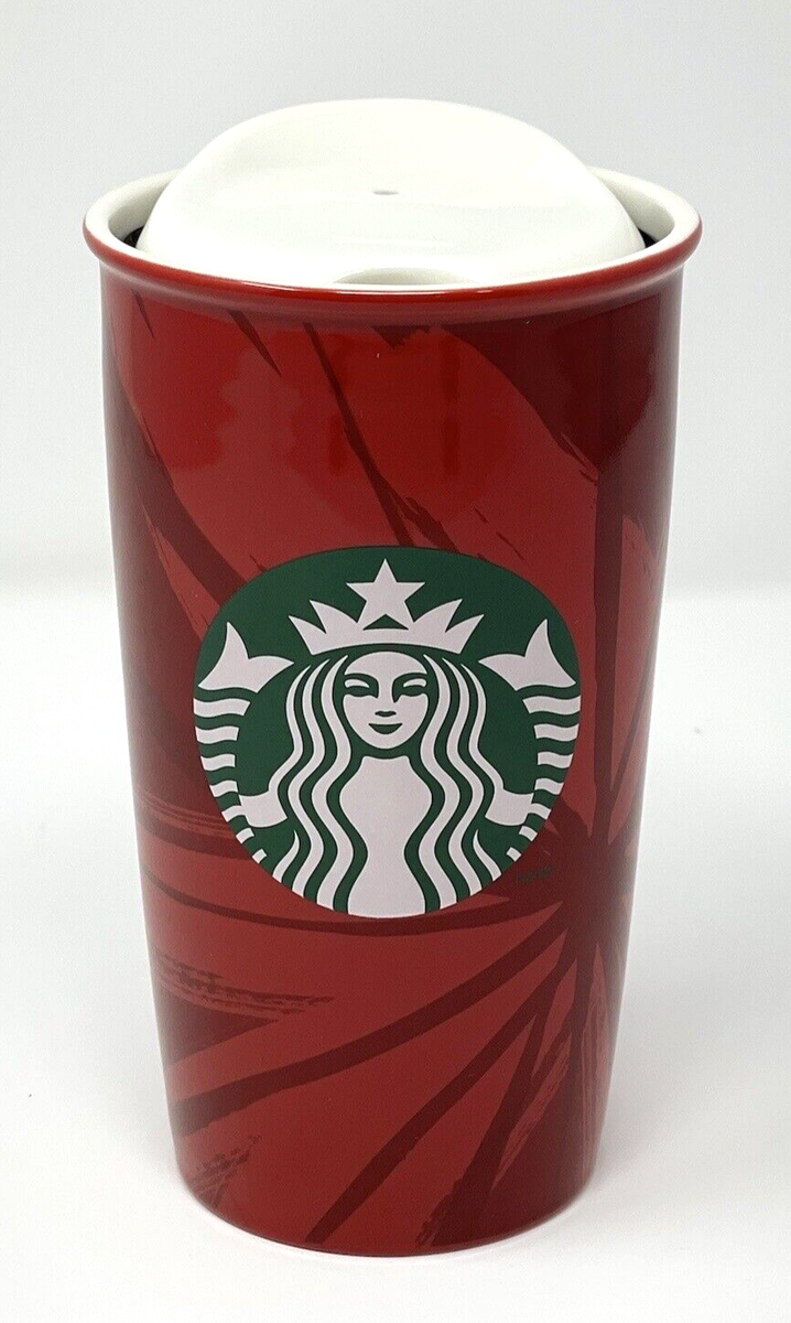Starbucks 2014 Red Ceramic 12oz Coffee Cup with Lid Travel Holiday Xmas NIB  | eBay
