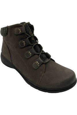 Clarks Collection Leather & Knit Ankle Boots Carleigh Jade Olive