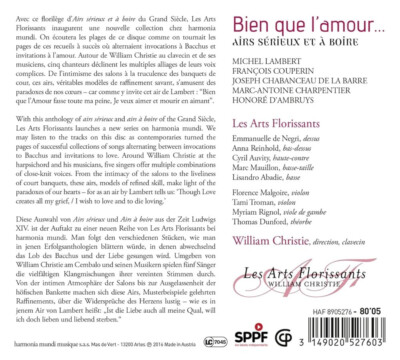 Les Arts Florissants, William Christie: Bien Que L'amour..., Harmonia Mundi CD