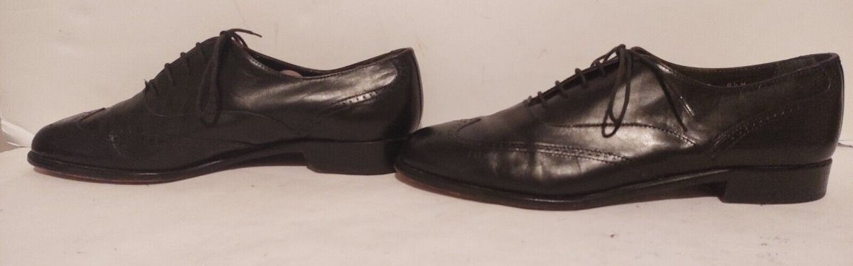 VITO RUFOLO Black Leather Wing Tip Oxfords Mens Size 8.5 M Italy Vito Rufolo 8.5 Black Oxford Dress Shoes Men main image 3