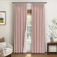 Blush Pink Pinch Pleated Blackout Curtains, 100 Light Blocking, 2 Panels Set