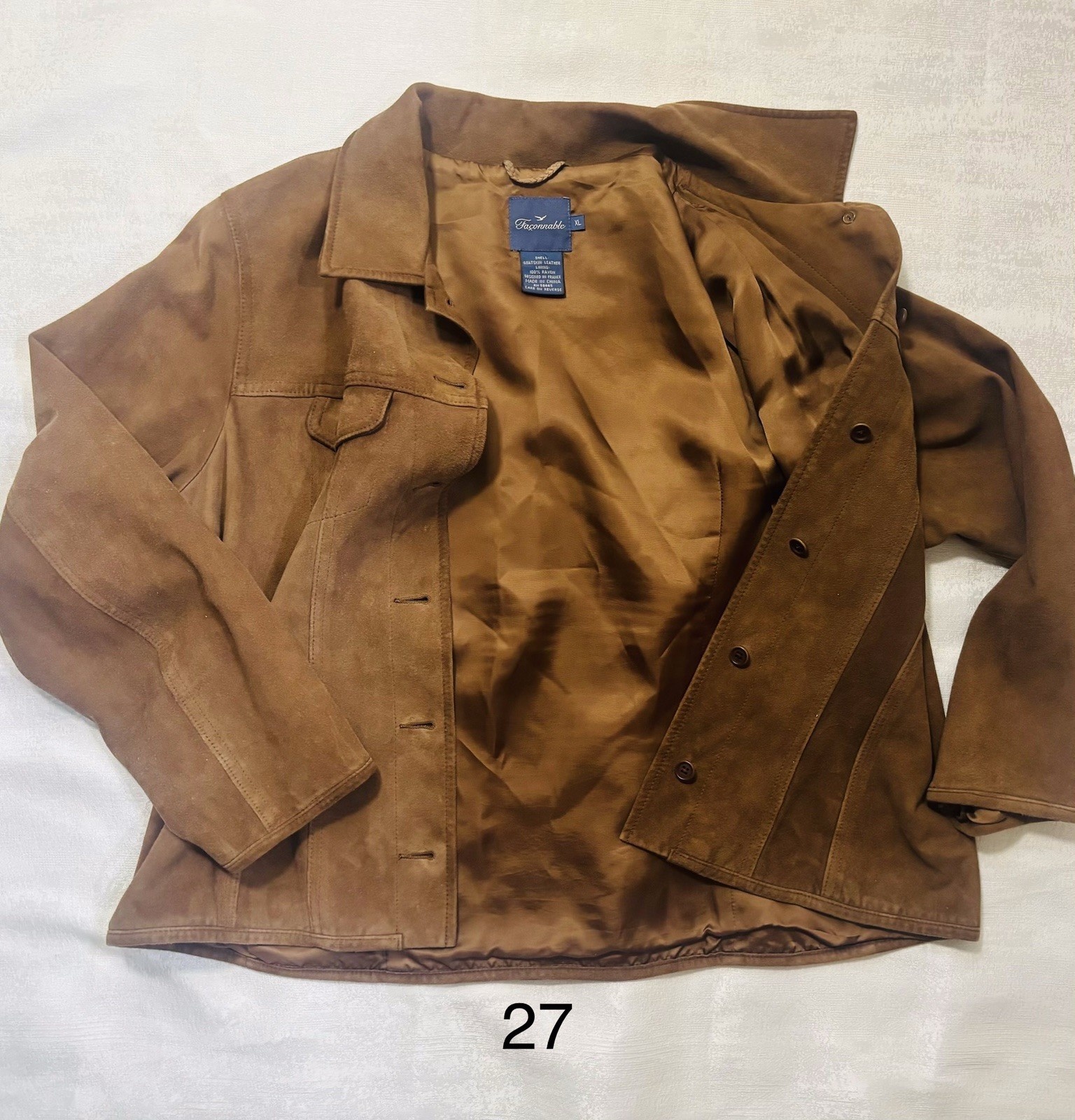 Faconnable Brown Button Front Jacket Pockets Line… - image 1