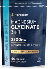 Magnesium Glycinate 3 in 1 Complex 2500mg Supplements as Bisglycinate Citrate & 1.20 per thousand milligrams