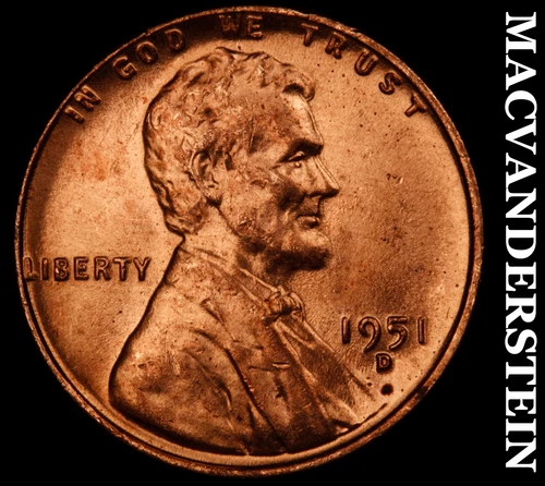 1951-D Lincoln Wheat Cent- Choice Gem Brilliant Uncirculated Luster #J1982