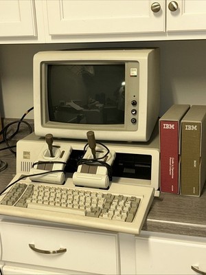 Vintage IBM 5150 Personal Computer w/ 5153 Monitor, Keyboard, Joysticks, Manuals