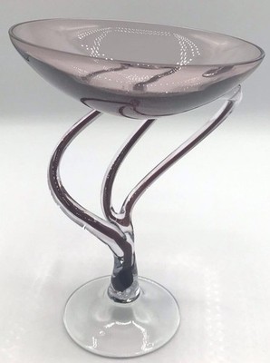 Jozefina Krosno Poland Hand Blown Octopus Jellyfish Bowl Compote Purple