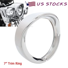 7" Chrome Headlight Trim Ring Cover Visor For Harley Road King Touring Softail