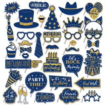 36 Blau Geburtstag Photo Booth,Party Fotoautomat Requisiten Foto Booth Props ...