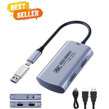 4K 60FPS Capture Card for Streaming, 2K 144FPS USB 3.0 HDMI to USBC Camera Vi...