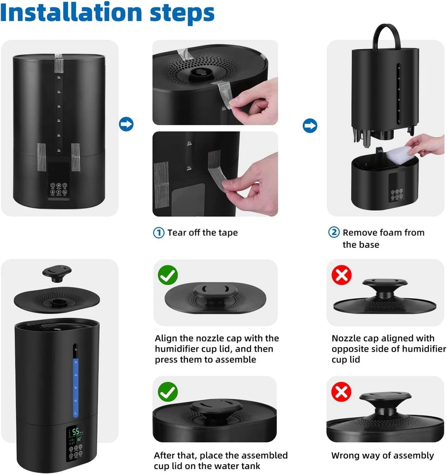 6L Humidifiers for Bedroom Large Room Home, Cool and Warm Humidifiers for Baby - Image 2 of 4