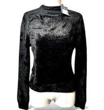 New With Tags Universal Threads Mock Neck Soft Black Fuzzy Sweater Sz S