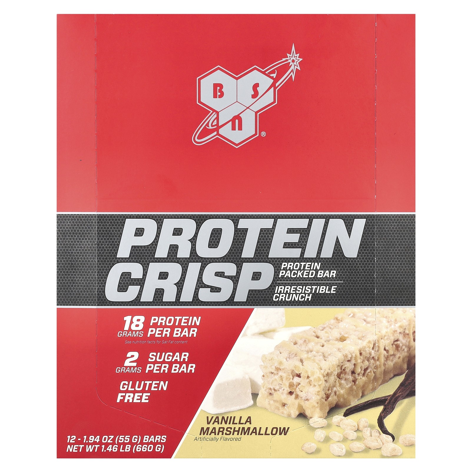 Protein Crisp ванильный зефир 12 батончиков по 194 унции 55 г каждый 6490₽