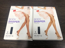 2X Hanes Body Shaper Pantyhose Silky Sheer Leg Sheer Toe - Size Q Black