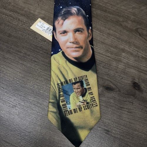 Neck TIE '94 vtg Star Trek Captain KIRK Beam Me Up Scotty William Shatner NWT - Picture 2 of 6