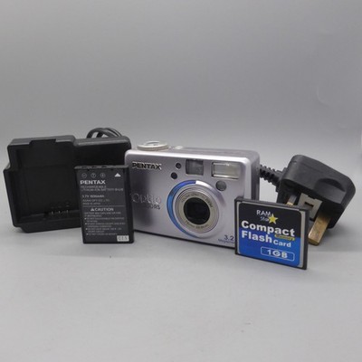 Pentax Digital Camera Optio 330RS 3.2MP Silver Tested Full Working Set