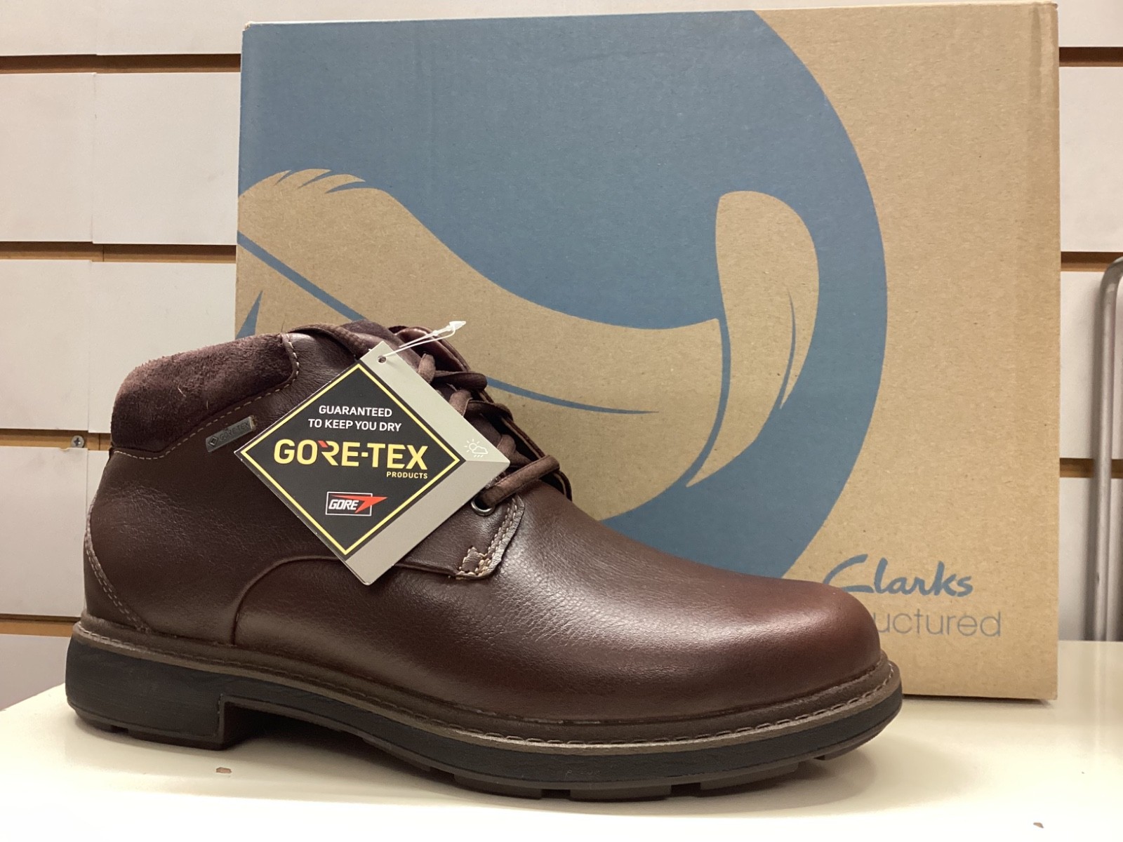 Clarks Gore-Tex Waterproof Boots Un Tread Up GTX Dark Brown Leather UK 6.5 EU 40