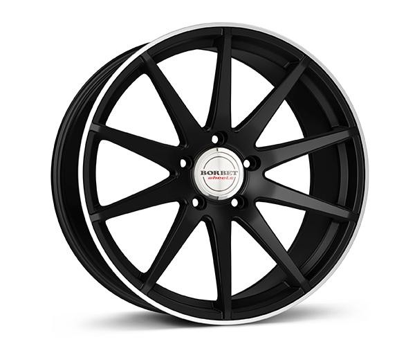 1X Borbet Design GTX Schwarzmatt Poliert Mit Edelstahlring 8.0Jx19 5X108 ET50-image