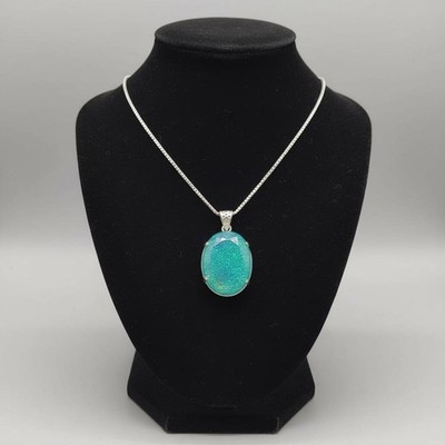 Premium Monarch Opal Pendant Necklace 100-110Ct | Sterling Silver Bi-Color Gem