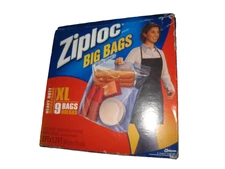 Ziploc Big Bags Heavy Duty XL 10 Gallon Size ~ New Sealed ~ 9 Bags ~2Ft X 1.7Ft