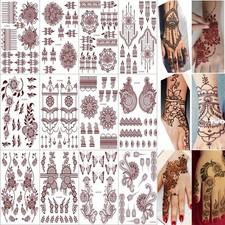 Xmasir 12 Sheets Henna Temporary Tattoo Kit, Waterproof Brown Tattoo Stickers...