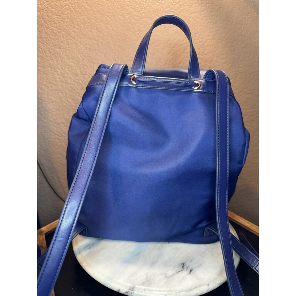 Mochila Cartera Ted Baker Azul Marino Cuero Borde Nylon Cordón Foto 3 de 4