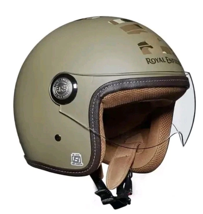 Genuine Royal Enfield motorcycle open face chopper helmet camo mlg desert storm - Image 2 of 2