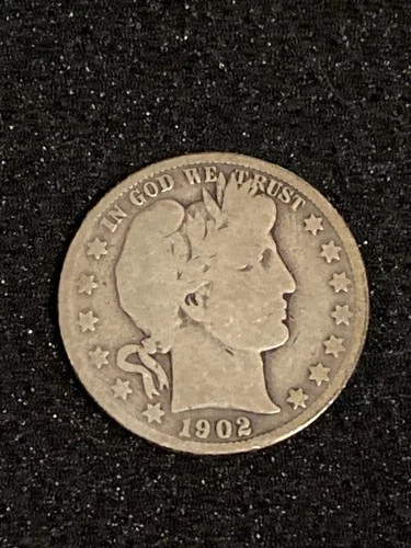 1902 Barber Half Dollar Silver Circulated US Coin Business Strike Uncertified