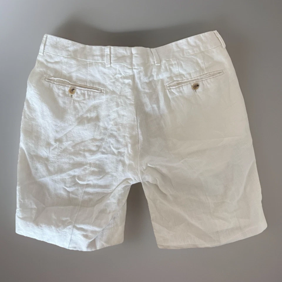Pantalones Cortos Ralph Lauren Etiqueta Púrpura Para Hombre Blanco Lino Talla 32 DEFECTOS ¡SIN DEVOLUCIONES! COMO ESTÁ Foto 2 de 4