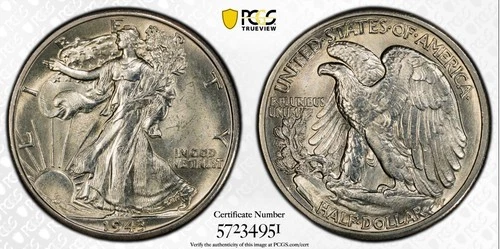 1943-D WALKING LIBERTY HALF DOLLAR PCGS UNCIRCULATED DETAIL, CLEANED 234951