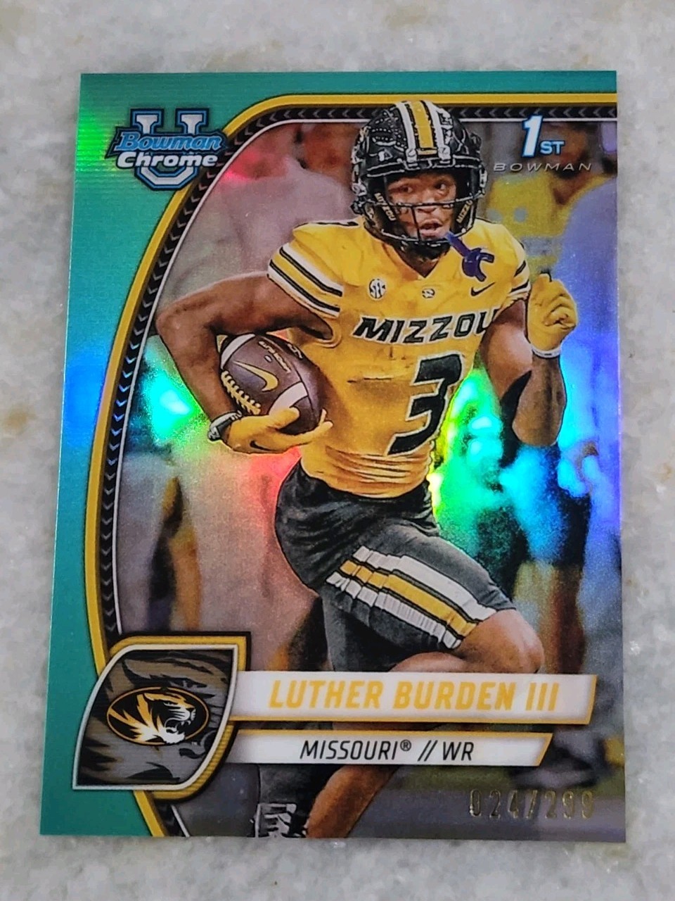 2024 Bowman Chrome University #123 Luther Burden III 1st Aqua Refractor /299 Rc