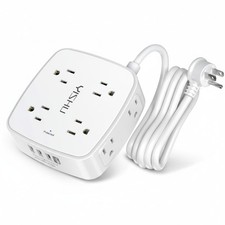 6 FT Flat Plug Surge Protector Power Strip,11 Multiple AC Outlets with 6 USB Por