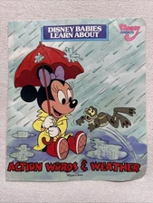 Vintage 1988 Disney babies learn about Action Words & Weather Soft Cover Book