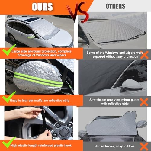 Car Windshield Cover for Ice and Snow - Magnetic Car Windshield Snow Cover,  - Picture 5 of 7