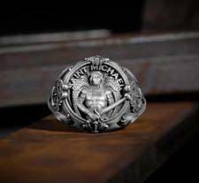 Saint Michael Archangel Men's Ring 925 Sterling Silver Handmade Ring Duty free