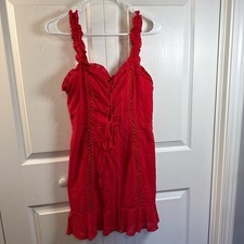 Forever 21 Vibrant Red Ruffle Corset Style Textured Dress