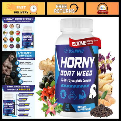 Max Strength Horny Goat Weed 12-in-1 Supplement for Men - Energy, Stamina, Ginse