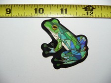 HAPPY FROG SMALL STICKER DECAL STAINED GLASS STYLE BEAUTIFUL COLORS