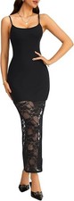 NWT Women's Sheer Stretch Lace Bodycon Long Maxi Dress M Slit Cocktail Party