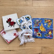 Vintage Damen Taschentuch Konvolut Spitze Blumen Souvenir Taschent&uuml;cher Restposten