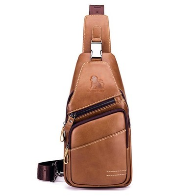 Mens Shoulder Bags Sling Backpack Genuine Leather Cross Body Bag for Hiking New2