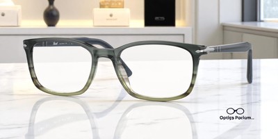 PERSOL PO3189V 1012 Gradient Grey Striped Brown Demo Lens 55 mm Men's Eyeglasses